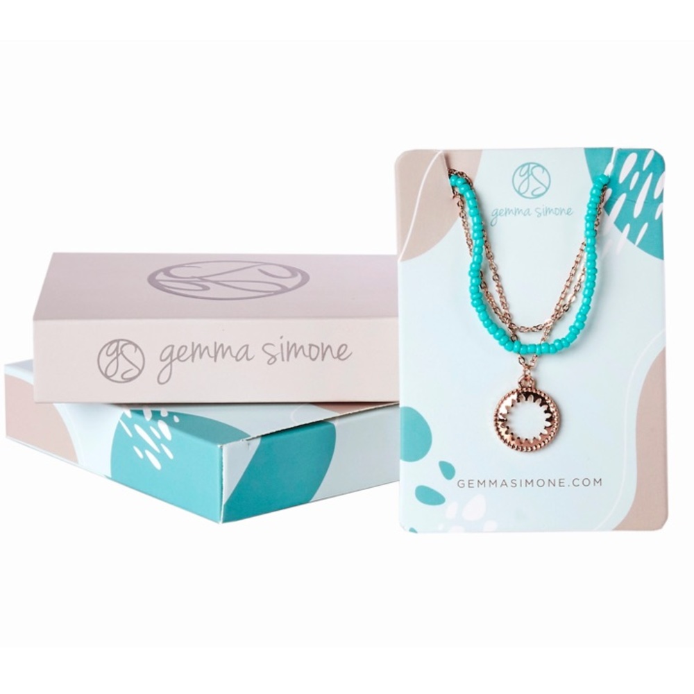 NIB Gemma Simone Aqua Beaded Lariat Necklace